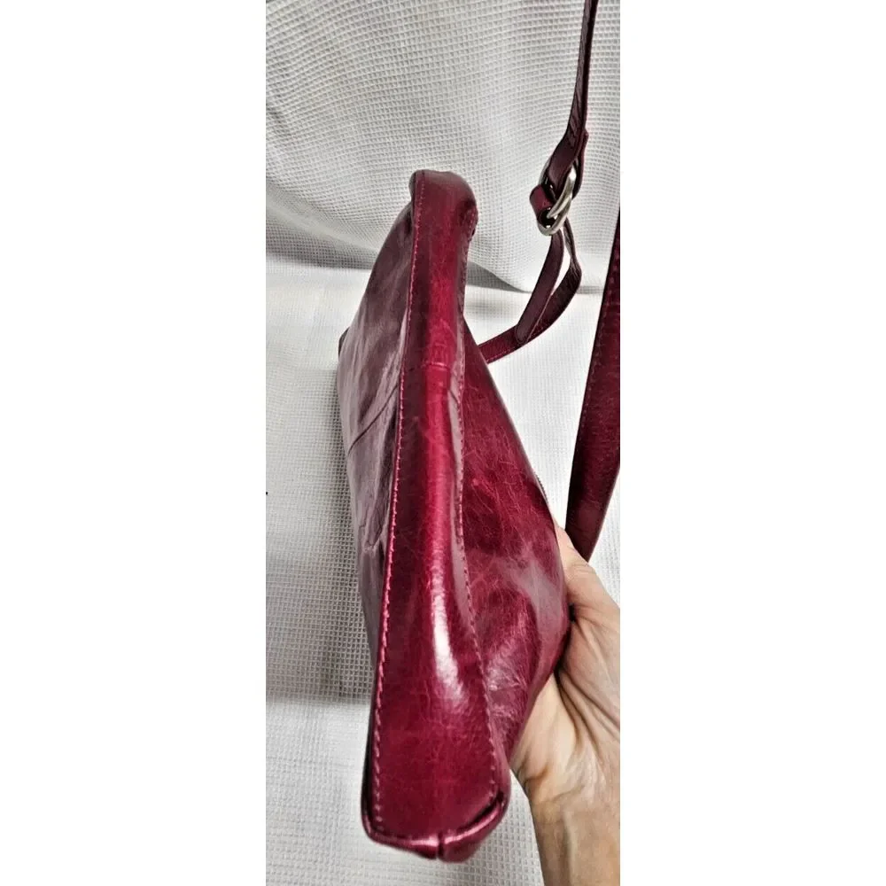 Hobo the Original  Plum Colored doubt zip front Leather‎ Crossbody 10